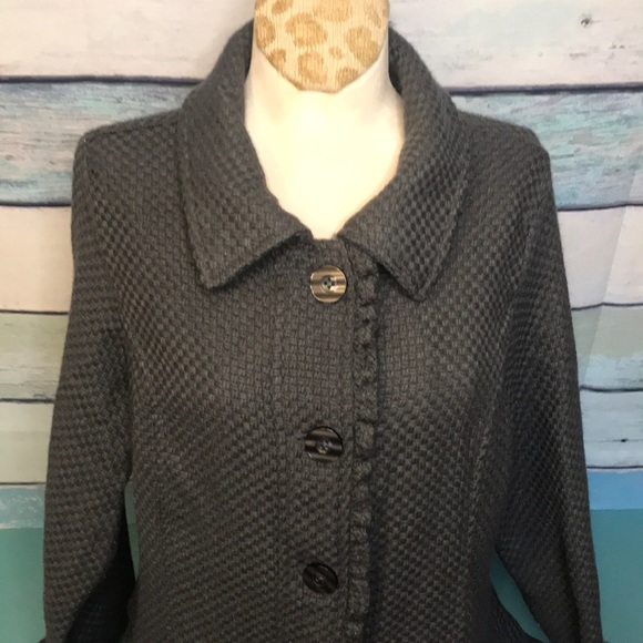 Decree grey woven button down peplum jacket - Picture 4 of 12